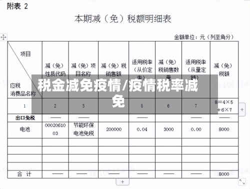 税金减免疫情/疫情税率减免