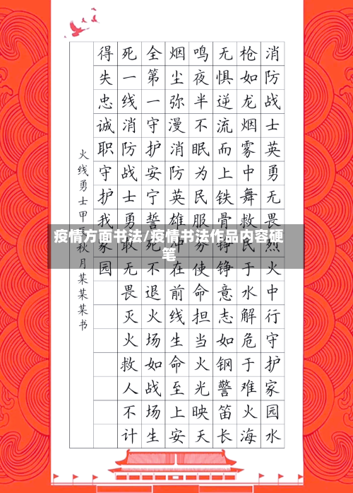 疫情方面书法/疫情书法作品内容硬笔