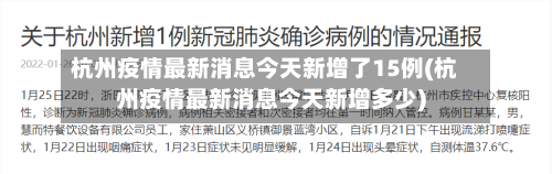 杭州疫情最新消息今天新增了15例(杭州疫情最新消息今天新增多少)