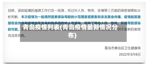青岛疫情列表(青岛疫情最新情况分布)
